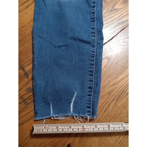 OLD NAVY Jeans Womens 12 BLUE MID RISE ROCKSTAR Preowned Distressed Ripped Hole - Picture 11 of 12